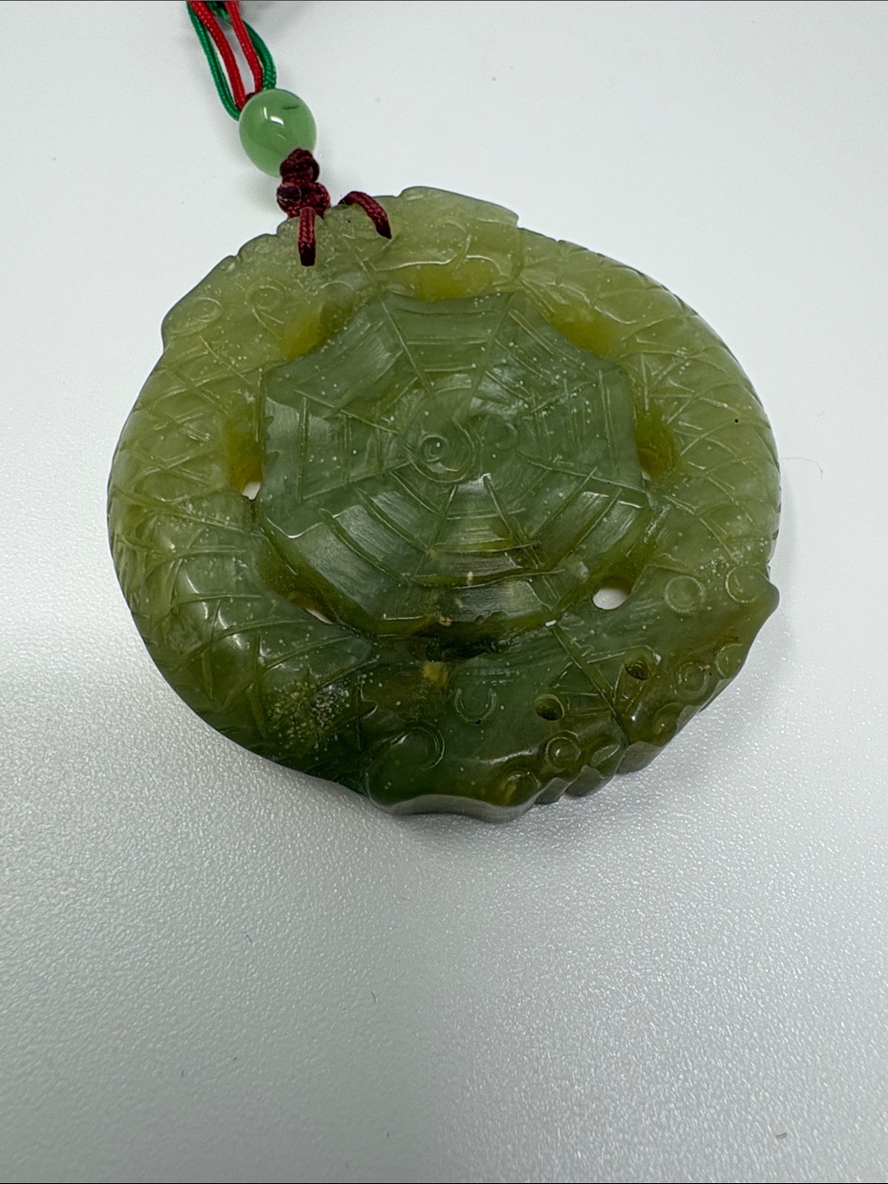 Green Jade Carved Pendant Necklace - Women Jewelry - Picture 3 of 4